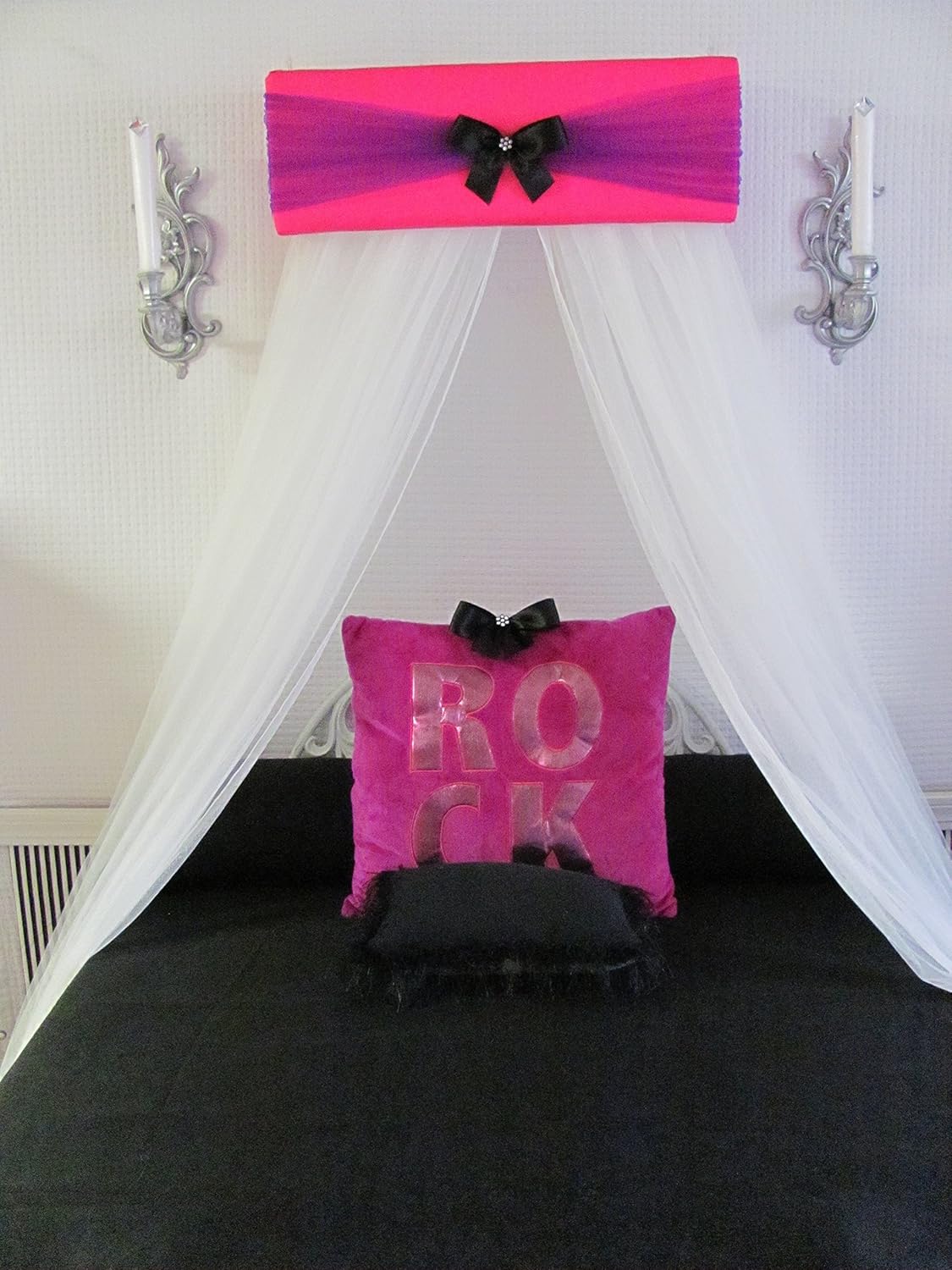 Amazon Com Girls Bed Canopy Nursery Baby Bedroom Hot Pink Purple