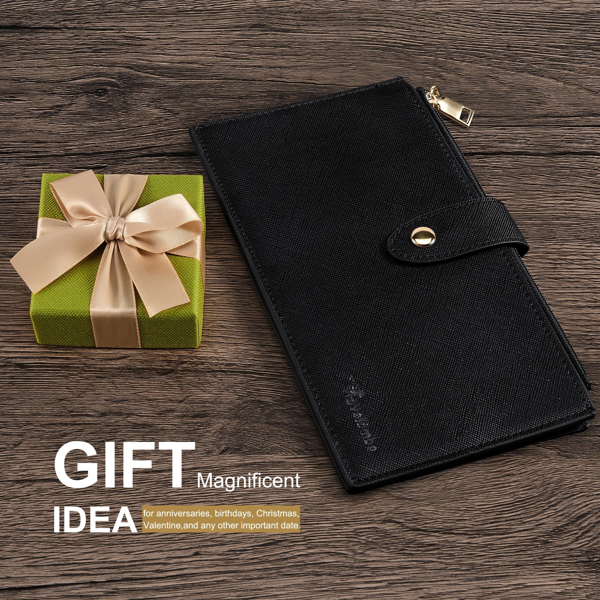 Travelambo RFID Wallet Women Large Size Bifold Multi Card Wallet Case with Zipper Pocke Credit Card Holder for Women