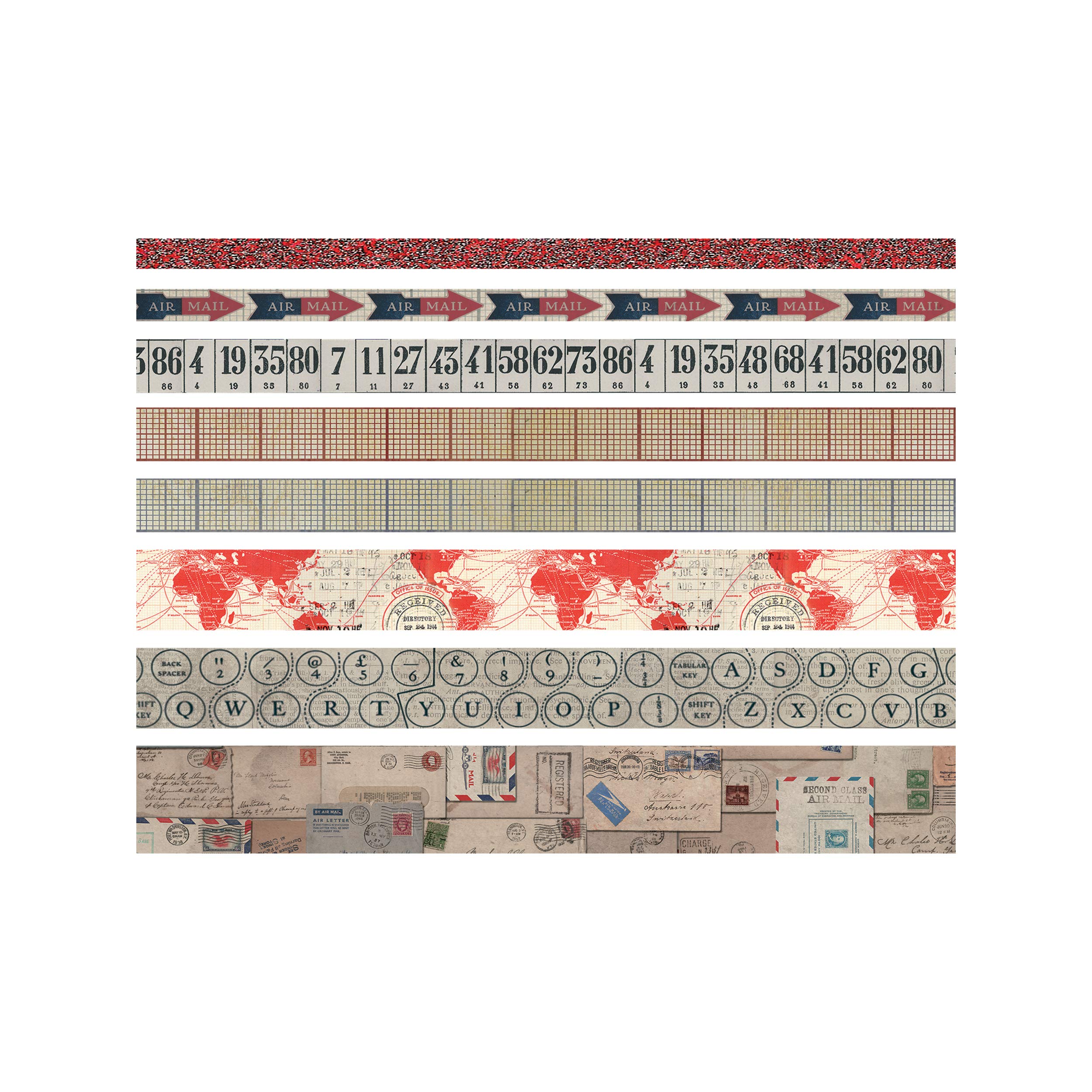 Tim Holtz Design Postal Tape, Multi-Colour,4.1 x 4.1 x 13.3 cm