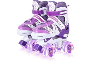 G MGY OLED Roller Skates for Kids Adjustable Size Double Roller Skates with All Wheels Light up Fun Illuminating for Girls Boys for Kids Rollerskates for Kids Beginners Purple
