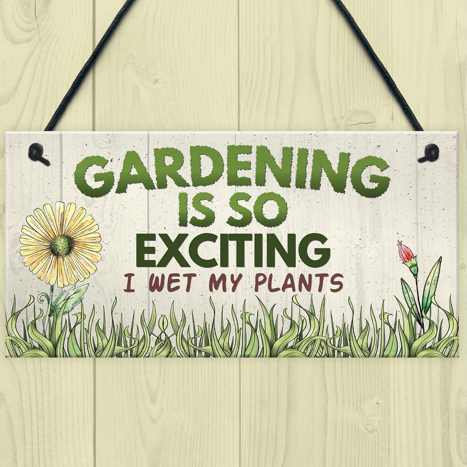 Red Ocean Gardening So Exciting Funny Novelty Hanging Sign Plaque Friendship Gift Gardening Sign, Green - Image 3