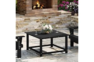 WestinTrends Malibu Low Outdoor HDPE Square Patio Coffee Table, Black