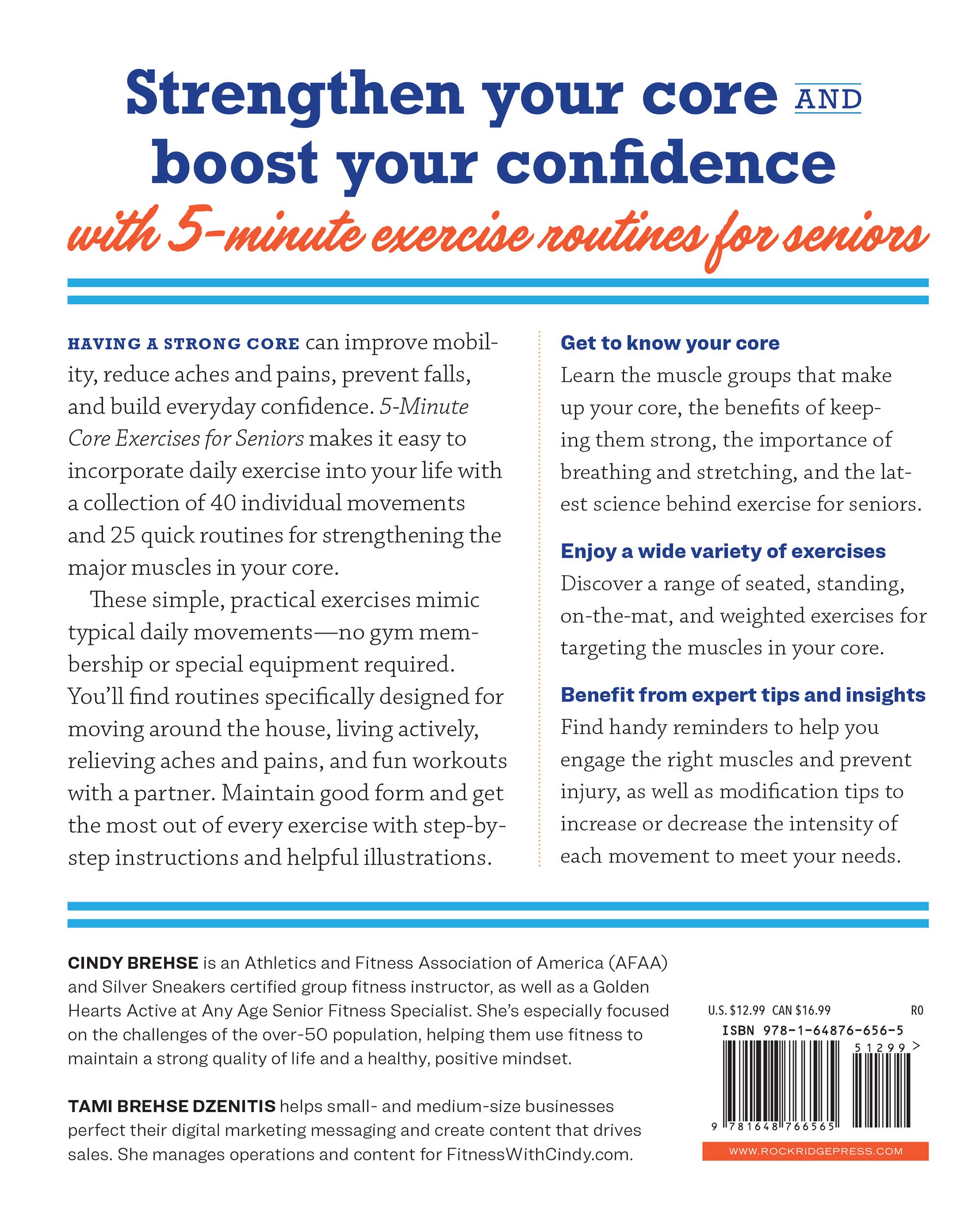 5 Minute Core Exercises For Seniors Daily Routines To Build Balance And Boost Confidence Brehse Cindy Dzenitis Tami Brehse 9781648766565 Amazon Com Books