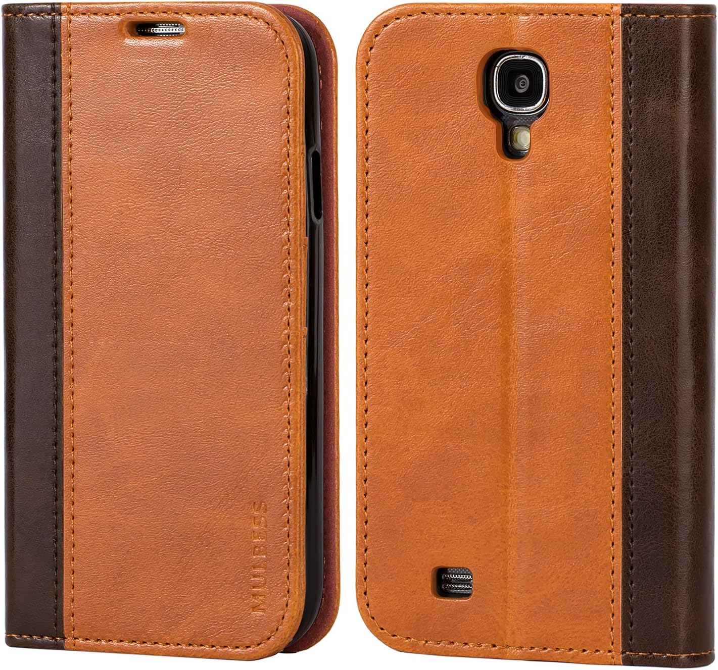 Mulbess Travel Samsung Galaxy S4 Case, Samsung Galaxy S4 Phone Case, Flip Leather Wallet Phone Cover for Samsung Galaxy S4, Brown