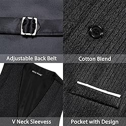Barry.Wang Mens Black Vest Striped Formal/Casual