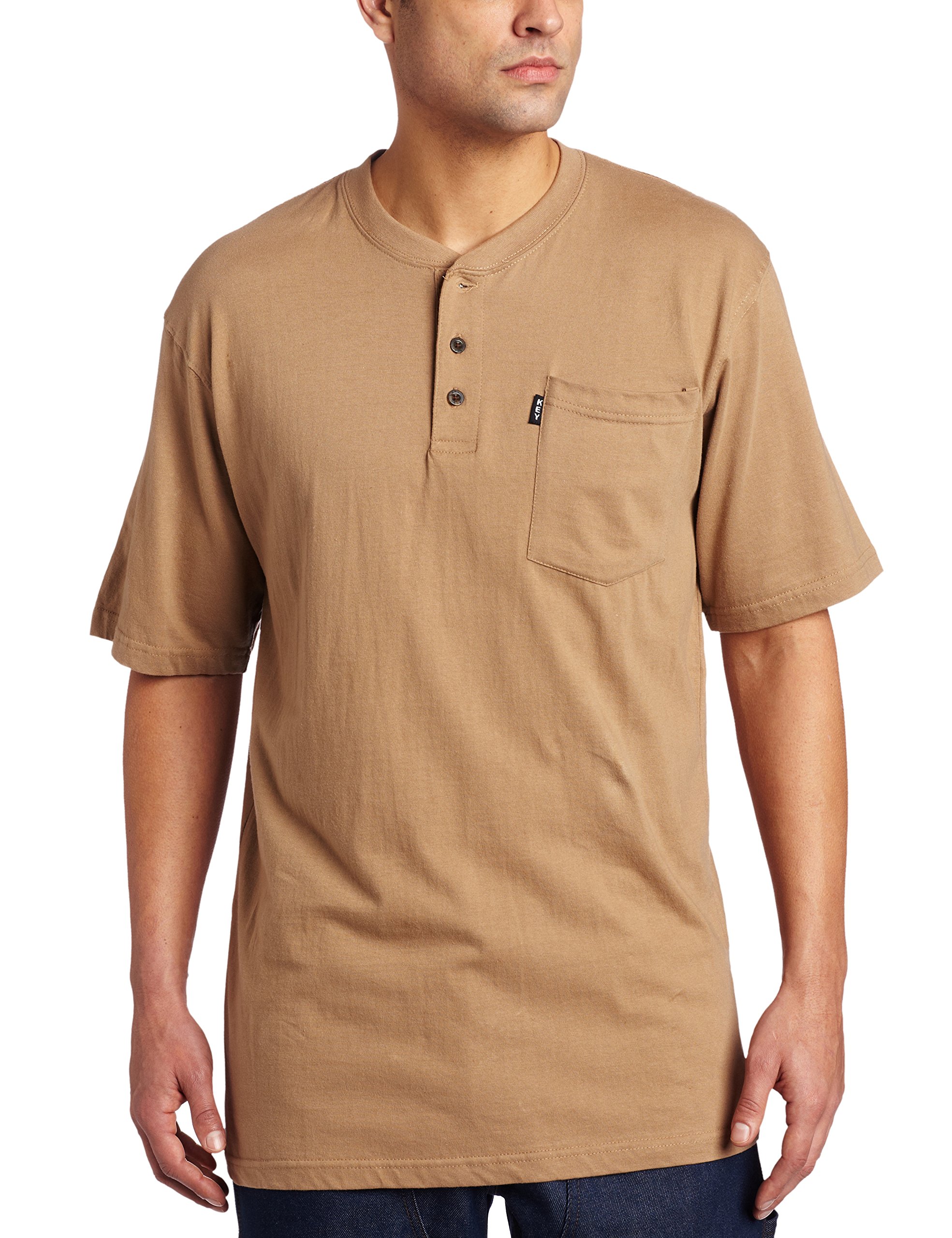 Key Industries Men's Big and Tall Heavyweight 3-button Short Sleeve Henley Pocket T Shirt