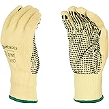 Amazon Basics Cut Resistant Work Gloves, Cut Level A2, Plastic Dots Coated Grip, Size 8, M
