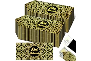 Sinmoe 72 Pcs Eid Mubarak Money Envelopes Bulk 6.7 x 3.2 inch Gold Foil Cash Gift Card Ramadan Lucky Cash Envelope Cash Set for Eid Holiday Currency Celebration Decorations (Black)