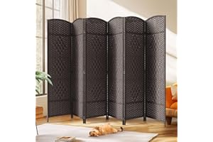 JOSTYLE Room Divider 6ft. Tall Extra Wide Privacy Screen, Folding Privacy Screens with Diamond Double-Weave Room Dividers and Freestanding Room Dividers Screens (Espresso, 6-Panel)
