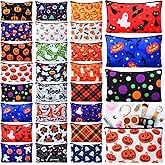 Meanplan 24 Pcs Halloween Cosmetic Bags Pumpkin Ghost Makeup Toiletry Bag Travel Cosmetic Organizer with Zipper Halloween Party Gift Supplies for Women and Girls