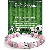 BOCHOI Soccer Gifts for Teen Girls Soccer Initial Bracelet for Girls Women Soccers Stuff Accessories Bracelets Christmas Birthday Gifts for Soccers Players Fans Team Daughter Coach Friends