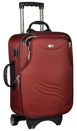 TREKKER Trolley Bag Polyester Matty 62cm Red Softsided Check In Bag