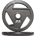 Signature Fitness Olympic 2-Inch Cast Iron Plate Weight Plate for Strength Training and Weightlifting, Multiple Sizes