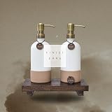 Finisterra White Glass Soap Dispenser Set with Tray - Boho Bathroom Kitchen view 7