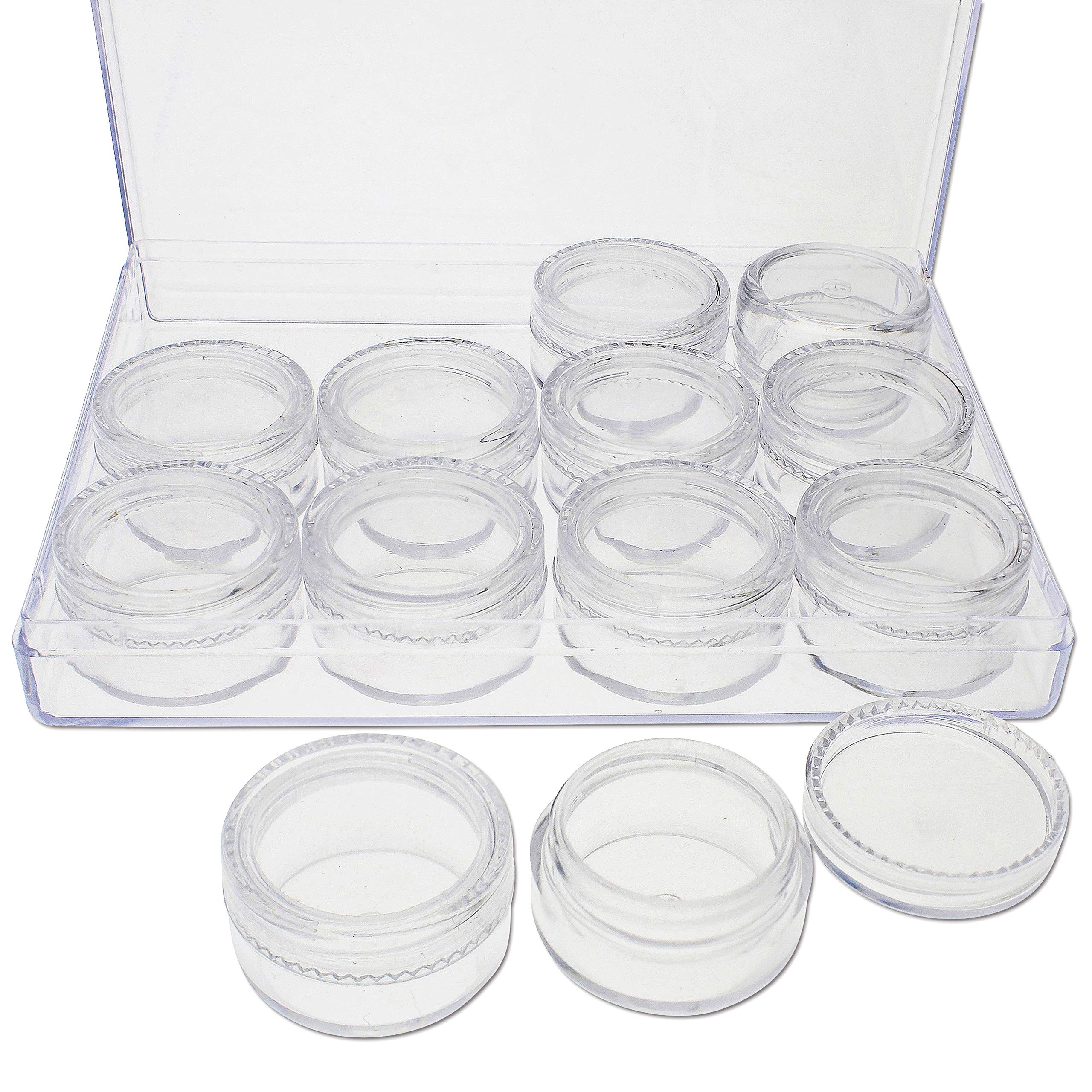 The Beadsmith Personality Case - Clear Storage Organizer Box, 5 x 3.75 x 0.9 inches - Includes 12 Small Containers with lids - 1.2 x 0.7 inches, Bead Holder