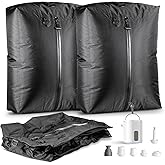 HONKID Travel Vacuum Bags with Pump, 2 Pack Reusable Vacuum Compression Bags for Carry-On Suitcase & Backpack, IP67 Waterproof, Odor-Resistant, Tear-Resistant, Space-Saving for Clothes