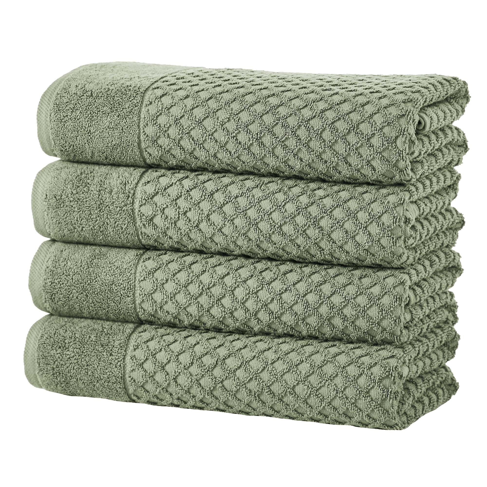 Great Bay Home Bath Towels - 100% Cotton 4 Pack 54x27 Bath Towel Set - Absorbent, Durable, Quick-Dry Towels for Bathroom (Eucalyptus)