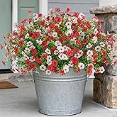 INXUGAO Artificial Fake Flowers Plants for Outdoor Spring Summer Decor, 12 Bundles Faux Silk Flowers for Outdoor Outside Planter Colorful Daisy UV Resistant Look Real for Front Door Porch Patio Yard