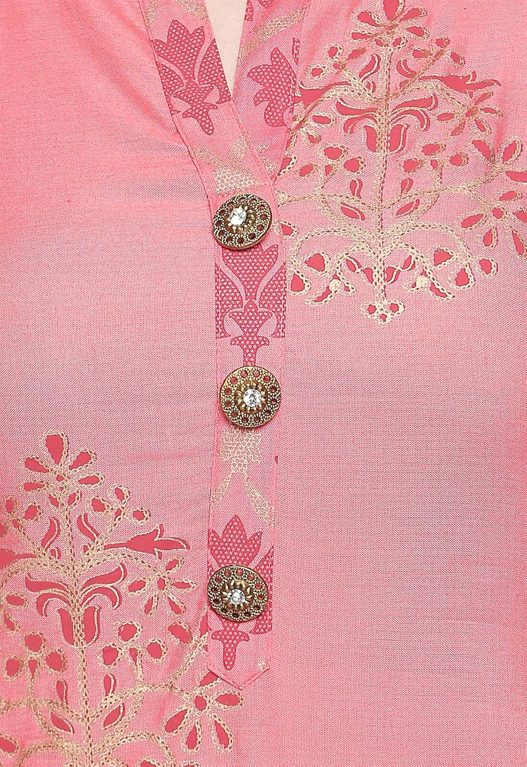 ishin women's pink rayon a-line printed kurta palazzo sets