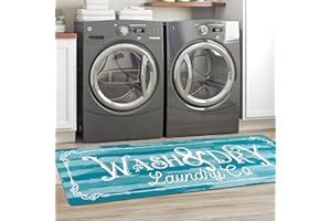 KOZYFLY Laundry Room Rug Runner 20"x59" Non Slip Rubber Laundry Room Mats Anti Fatigue Laundry Carpet Washable Wash Dry Runner Rug Bathroom Kitchen Laundry Room Farmhouse Decor, 2x5, Teal