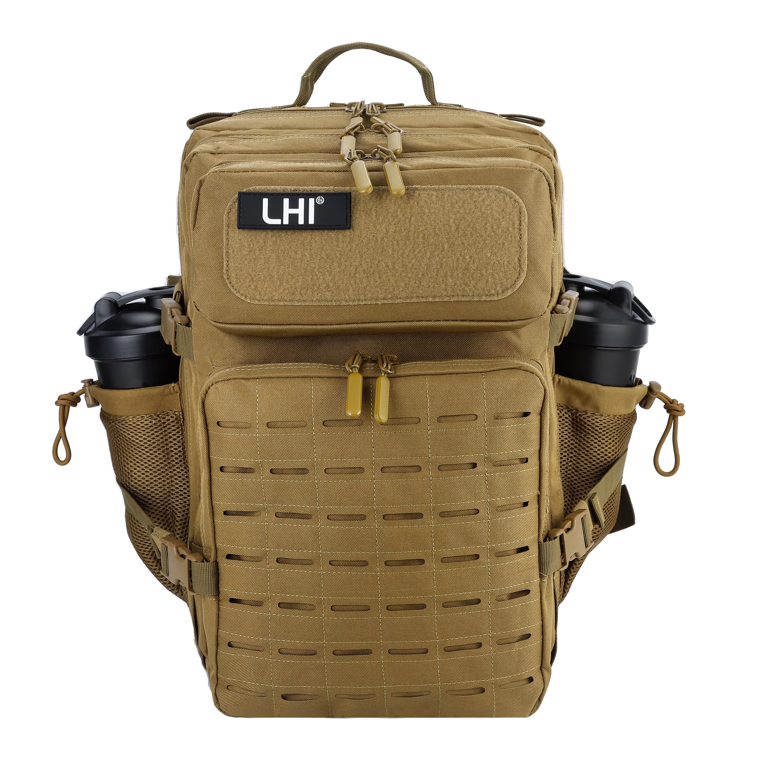 LHI Tactical Military Backpack for Men and Women 45L Large Molle Army Assault Pack 3 Day Travel Backpacks - Khaki Image