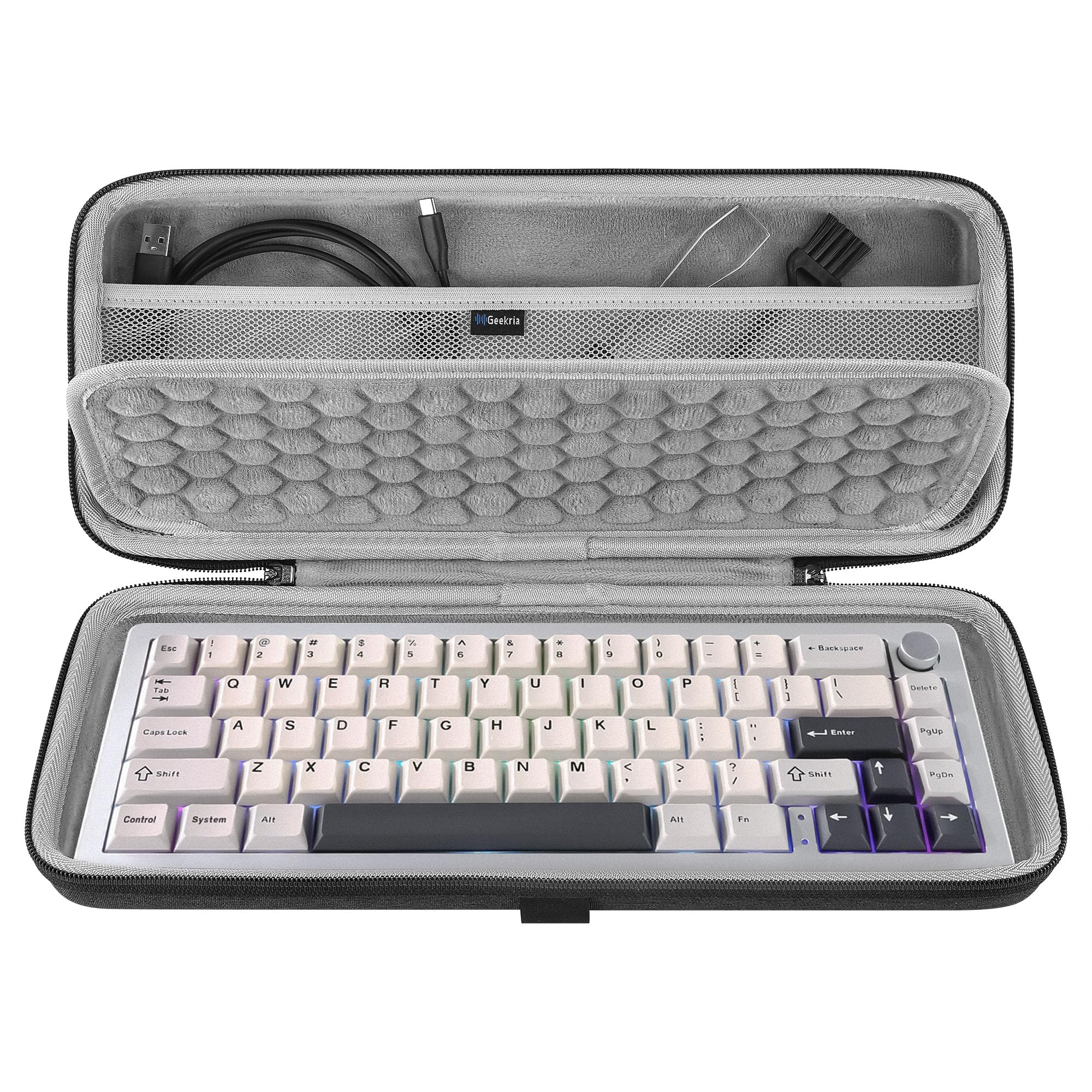GEEKRIA 65% Compact Keyboard Case, Hard Shell Travel Carrying Bag for 68 Keys Compact Keyboard, Compatible with Keychron K6/ K6 Pro/Keychron Q2 Pro/ Q2 Max, HyperX Alloy Origins 65 Keyboard