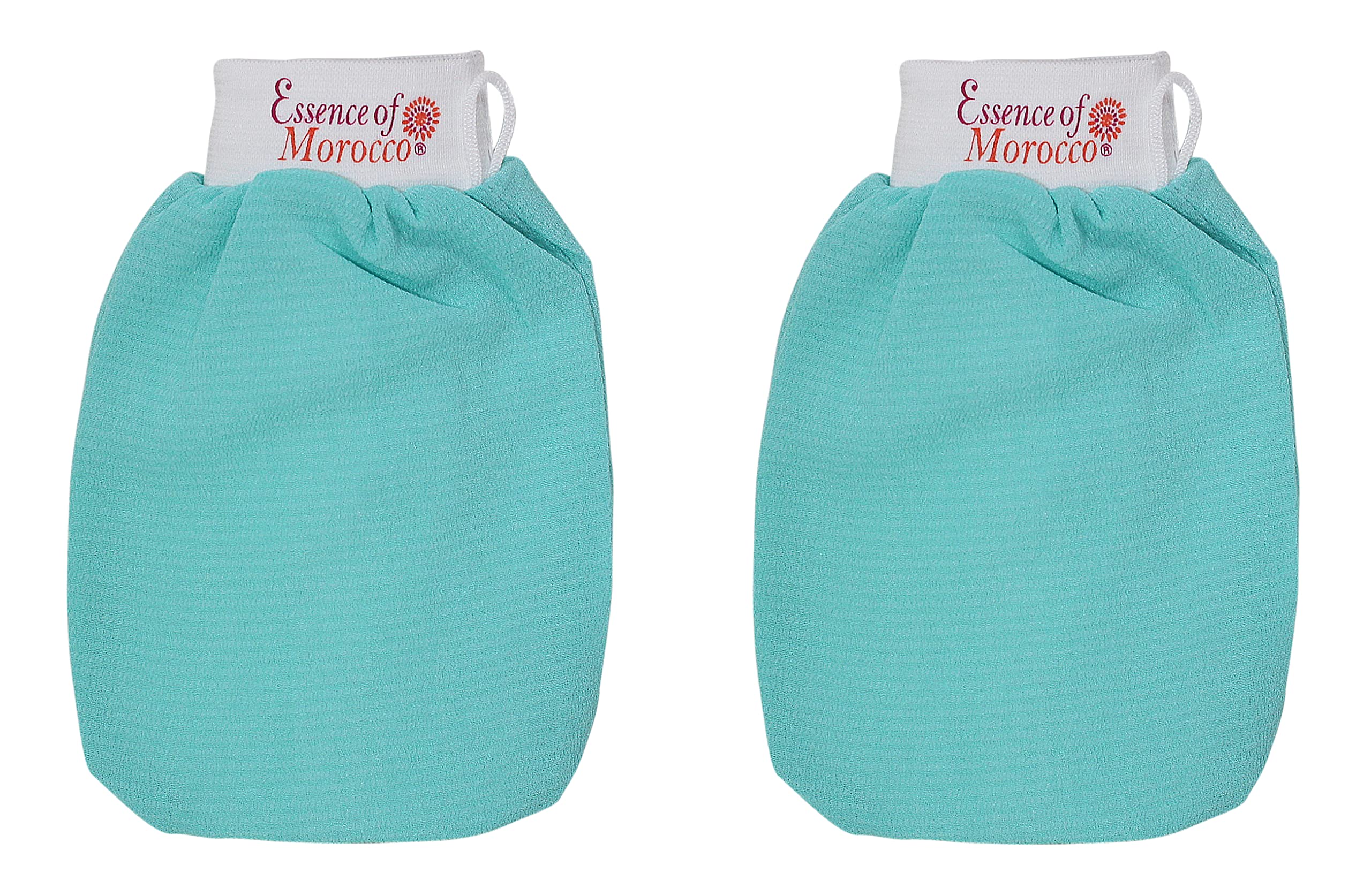 Moroccan Exfoliating Kessa Glove Blue Hammam Scrub Mitt Made in Morocco Premium Quality Reusable Helps Cleanse Skin, Remove Fake Tan and Ingrown Hair (Pack of 2)