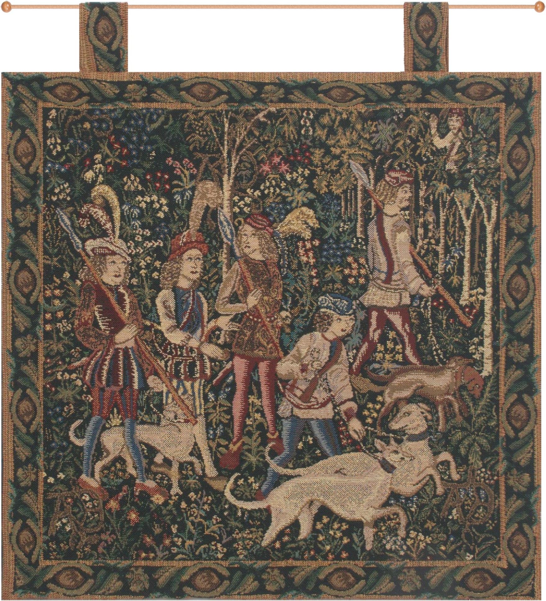Charlotte Home Furnishings Inc. 'Unicorn Hunt with Loops' Belgian Small Tapestry Wall Hanging | Viscose, Cotton and Polyester Blend Wall Art | 19 in. x 19 in. | Home Decor Accents