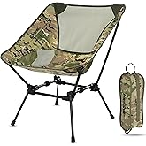MARCHWAY Ultralight Folding Camping Chair, Heavy Duty Portable Compact for Outdoor Camp, Travel, Beach, Picnic, Festival, Hiking, Lightweight Backpacking (Camo)