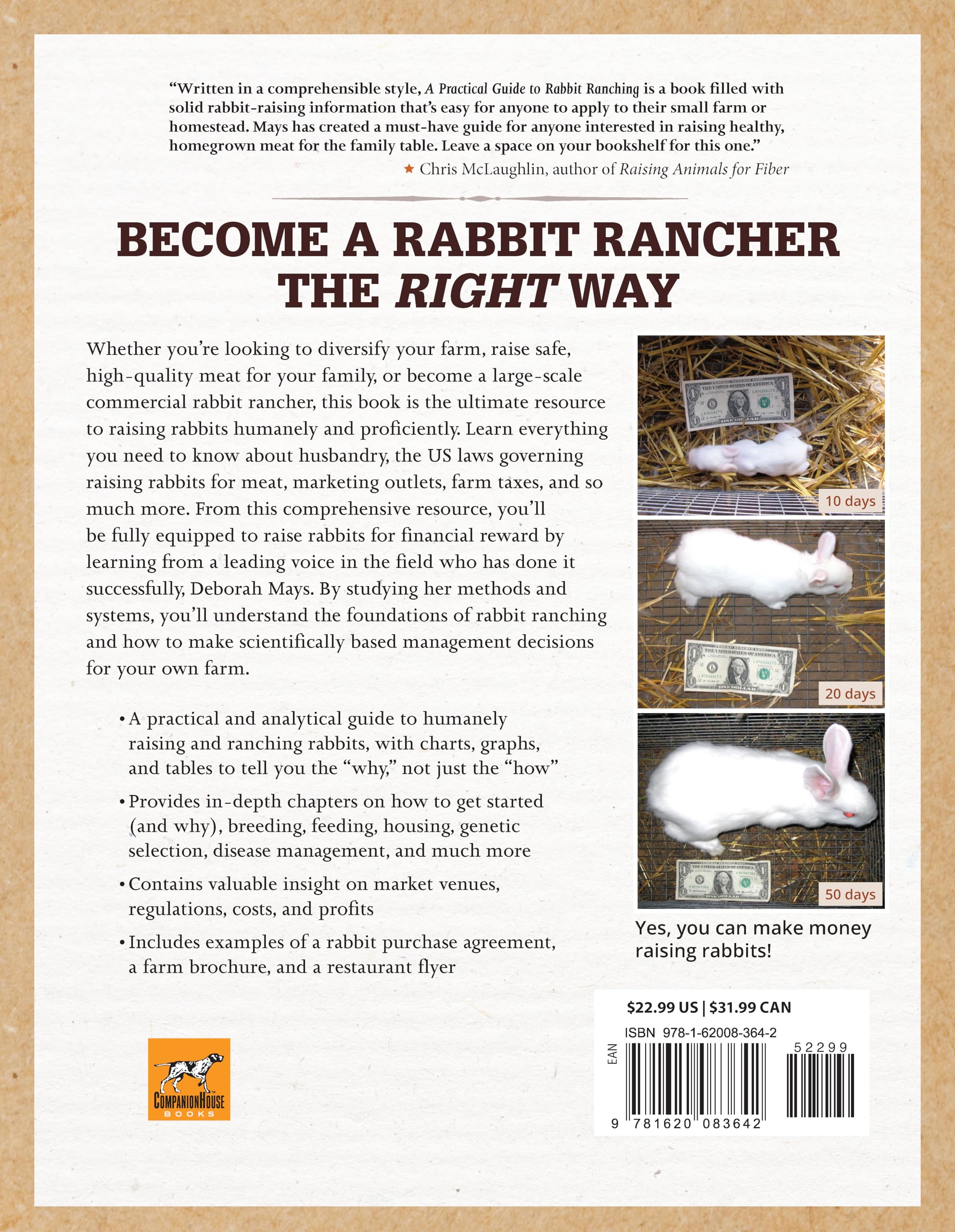 A Practical Guide to Rabbit Ranching: Raising Rabbits for Meat and Profit (CompanionHouse Books) Farming Meat Rabbits, Care, Housing, Feeding, Breeding, Growing, Disease Management, Costs, and More
