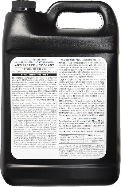 Mopar 10 Year 150 000 Mile Coolant 50 50 Premixed Antifreezes Coolants Amazon Canada Mopar 10 Year 150 000 Mile Coolant 50 50 Premixed Antifreezes Coolants Amazon Canada