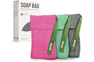 ZOMCHI 3 Pack Exfoliating Soap Bag, Body Scrubber Sponge, Soap Savers for Bar Soap, Soap Bar Pouch for Deep Exfoliation