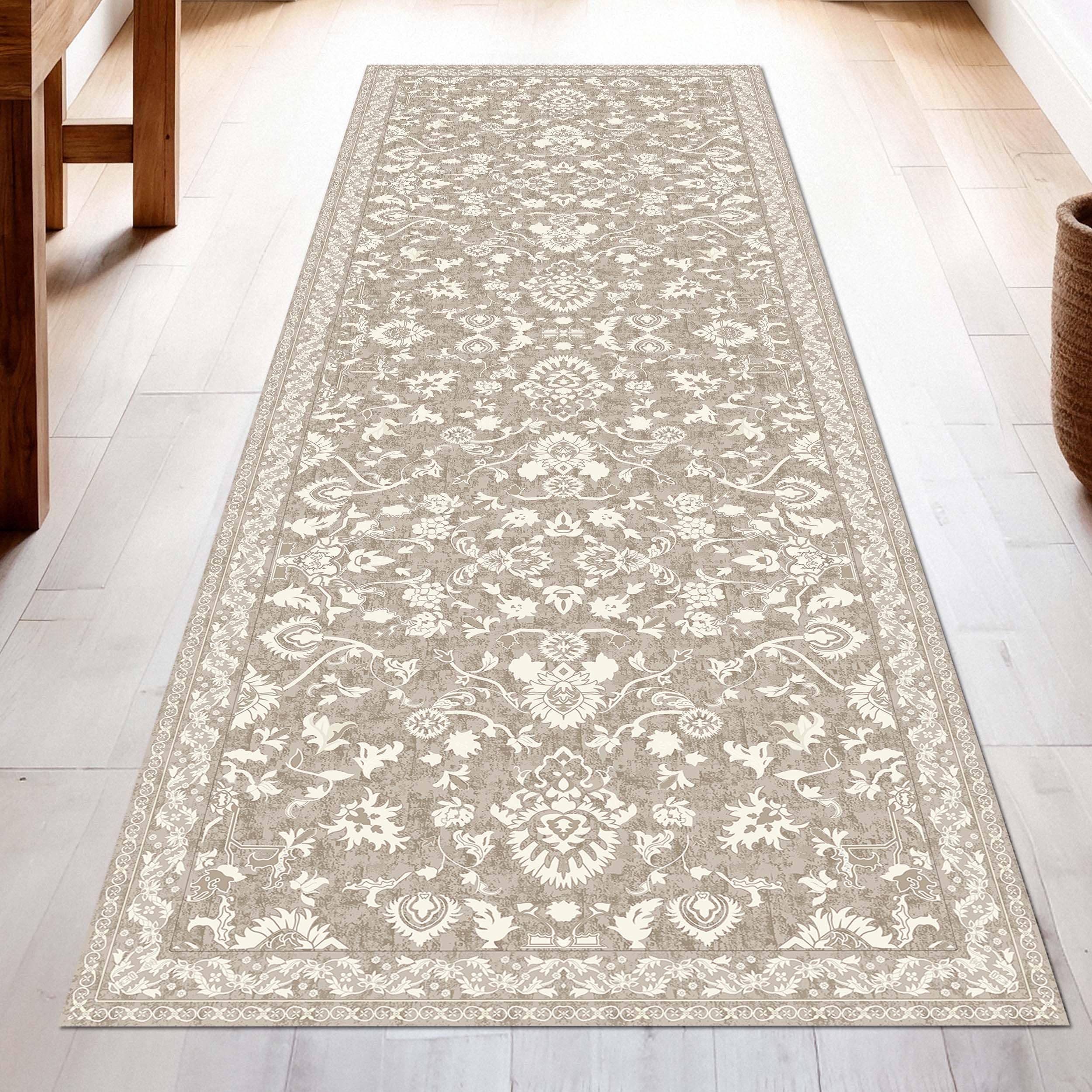 Photo 1 of Washable Runner Rug 2.5x8 | Non Slip Rug Runners for Hallways, Entryways, Kitchens, Bathrooms, Bedrooms | Ultra-Soft Flannel Carpet Runners with Rubber Backing (Floral Sand, 2.5x8)