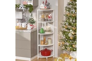Greatseas 5 Tier Corner Shelf Stand, 44.1" Kitchen Shelf Organizer with Metal Frame, Small Corner Shelf for Bathroom Organization & Storage, Marble White Corner Shelf for Kitchen Decor Accessories