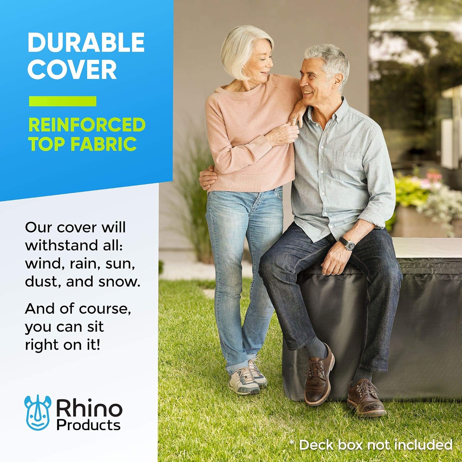 Bag Mate Deck Box Cover - L: 62" W:30" H:28"- Waterproof Quick Open Cover Top with Zipper - Best Fit for Keter Deck Boxes: Westwood, Rockwood, Brightwood, Sumatra and Lifetime 130gal - PVC-Coated: Home & Kitchen