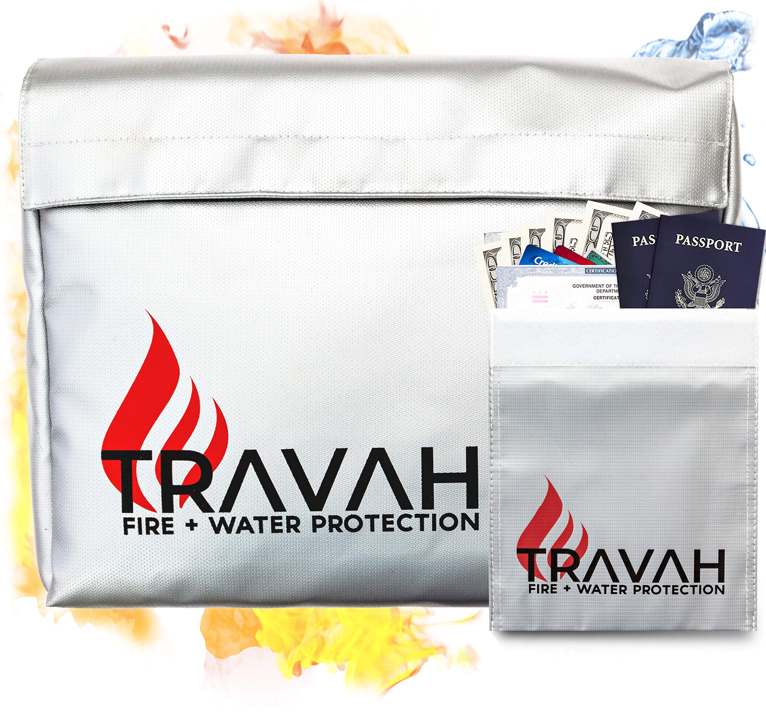 Fireproof Document Bag Large Small Fire Water Resistant Bag Set Safe