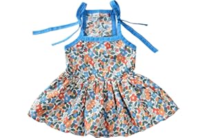 MSNFOASM Dog Dresses Pet Shoulder Strap Thin Vest Skirt,Small Dog Floral Dress Cat Sun Protection Princess Skirt(Blue,S)