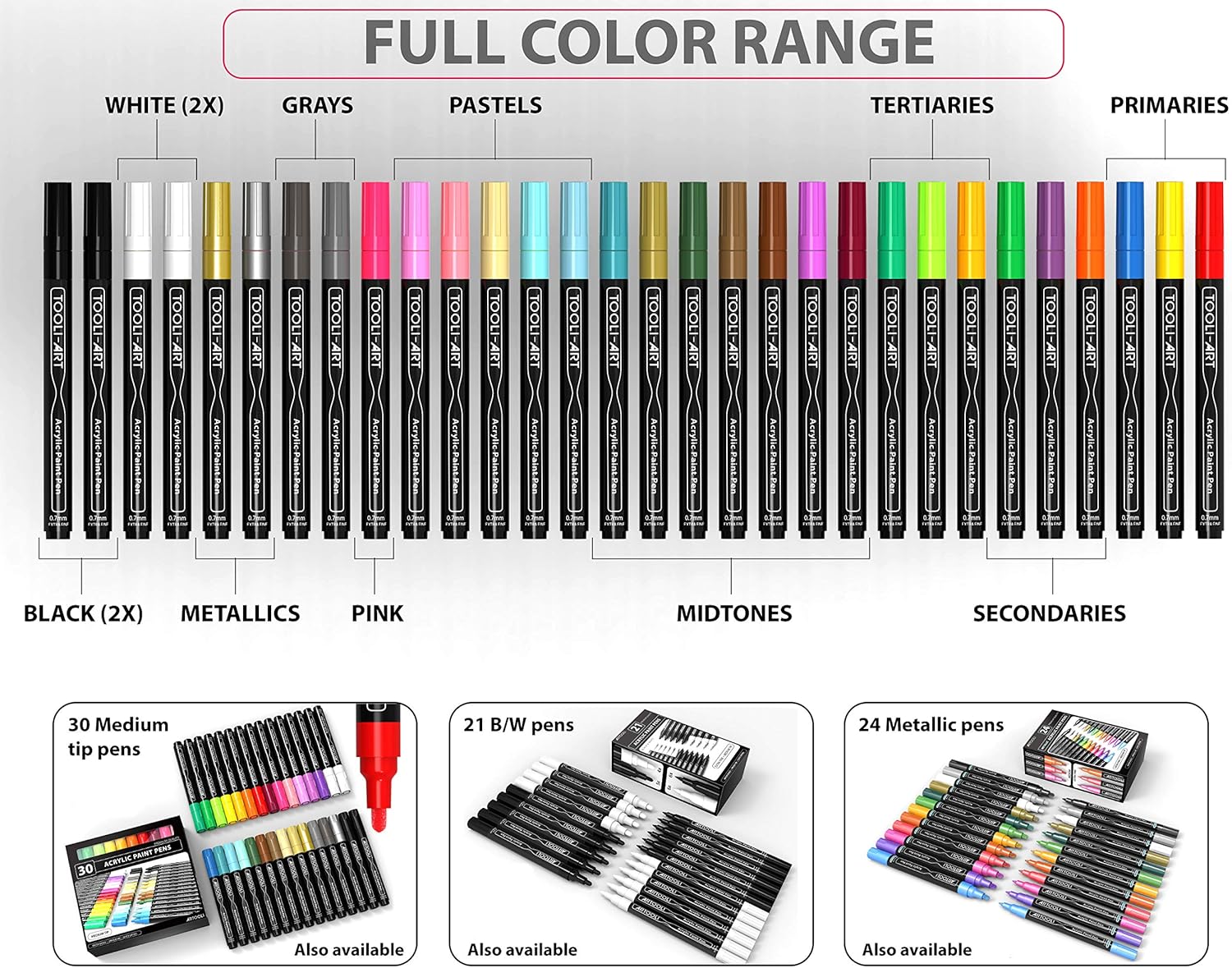 TOOLI-ART Acrylic Paint Pens Assorted Vibrant Markers for Rock Painting Canvas, Glass, Mugs, Wood, Fabric, Metal - Image 5