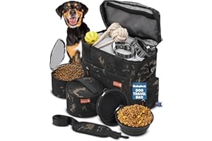 Rubyloo The Original Doggy Bag™ - Dog Travel Bag for Supplies - Ultimate Gift for Dog Owners - Includes 2 BPA-Free Travel Bowls and 2 Food Containers - Pet Travel Kit for Road Trips, Camping, RV