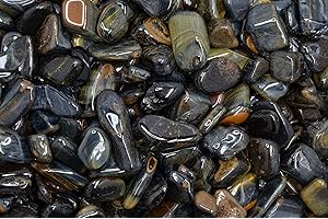 Fantasia Materials: 1 lb Tumbled Blue Tiger Eye Stones from Africa - 1" to 1.25" avg. (Size #7)