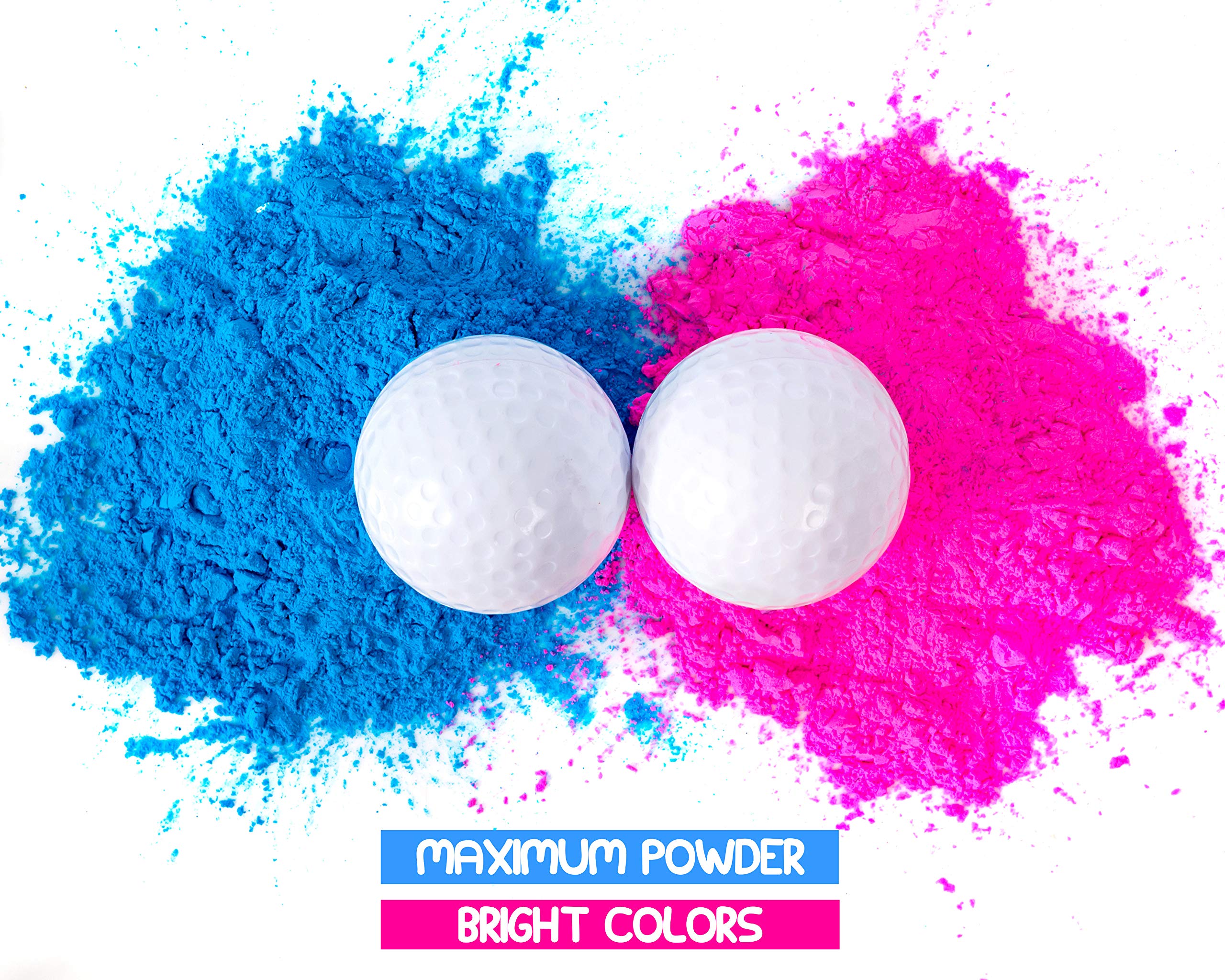 Gender Reveal Golf Balls Exploding Golf Ball Set (1 Pink + 1 Blue + 2 Wooden Tees per Pack) Girl or Boy Baby Reveal Ideas | Announcement Party Themed Gender Reveal Decorations Powder Explosion