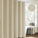 Linen Shower Curtain Taupe 182x182cm with Metal Hooks view 5