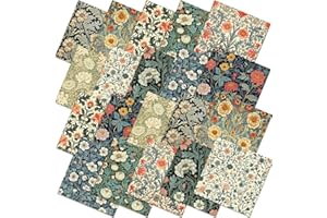 Hahafelt 10 Pcs 20''x20'' William Morris Flowers Quilting Fabric Bundles Vintage Floral Fat Quarters by The Yard Flower Fabrics Precut Quilted Patchwork for Spring Sewing DIY Craft Decor
