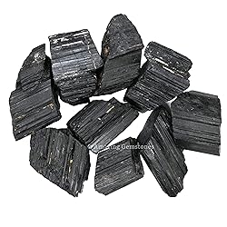 Black Tourmaline Crystals Rough Stone in