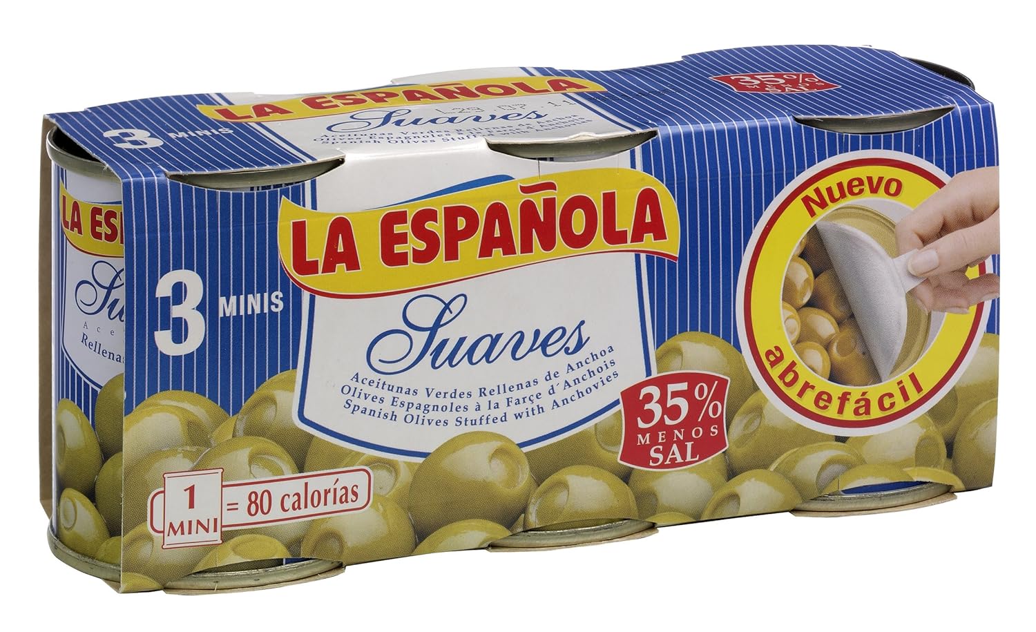 La Española - Aceitunas verdes rellenas de anchoa suaves - 3 x 120 ...
