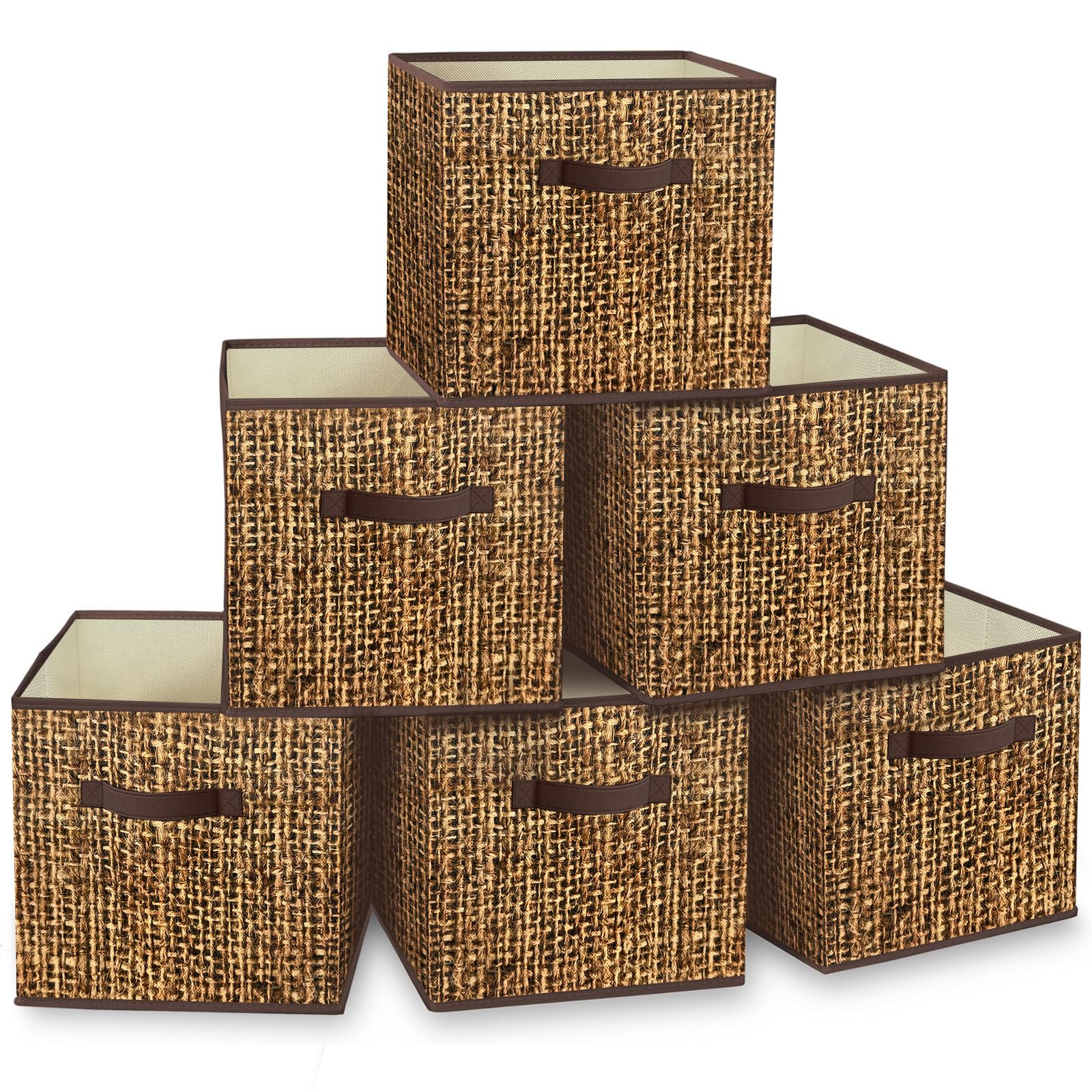 Photo 1 of homyfort 11x11 Cube Storage Bins - Fabric Cubby Bins with Dual Handles, Collapsible Storage Organizer Bins for Shelf, Closet, Nursery, Set of 6