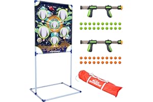 GoSports Foam Fire Games - Alien Invaders, Trophy Hunt, or Door Hang Battle Strike and Capture The Cash Targets - Include 2 Toy Blasters for Kids and Foam Ball Projectiles