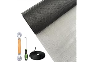 Moyios Window Screen Kit and Screen Door Repair Kit,39in x 120in Charcoal Fiberglass Mesh Includes Roller, Hook, Spline Window Door Patio and Porch Screen Replacement, Charcoal