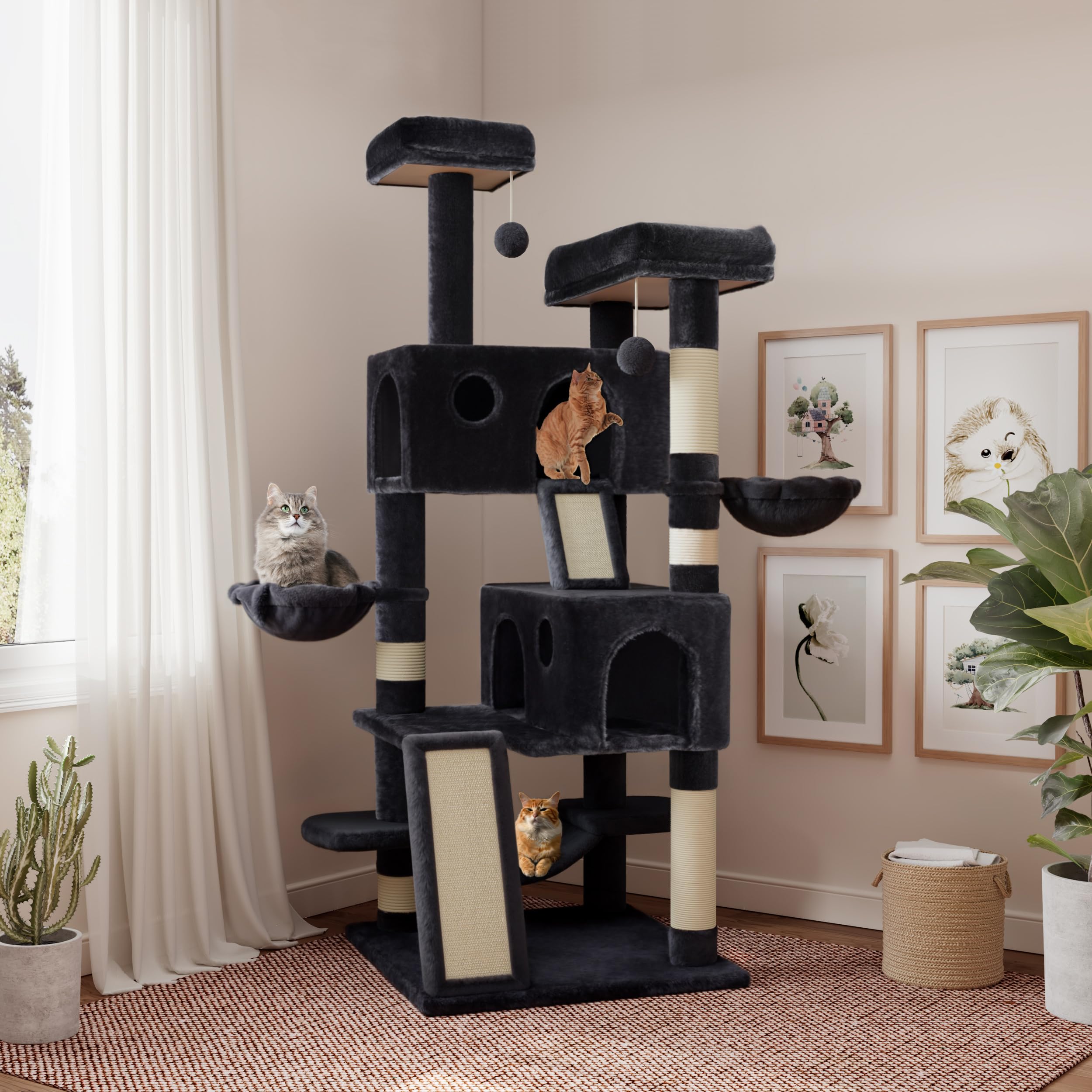 SHA CERLIN 65in Larger Cat Tree Tower Condo for