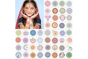 DPKOW Lot de 96 tatouages temporaires indiens mandalas diwali, accessoires de tatouage temporaire indien, accessoires de tato